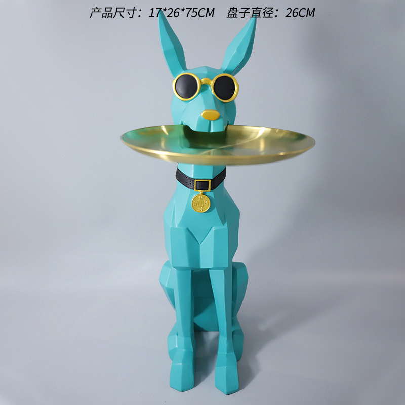 家居迎宾大型落地摆件戴眼镜杜宾犬开业乔迁新居装饰客厅落地摆件