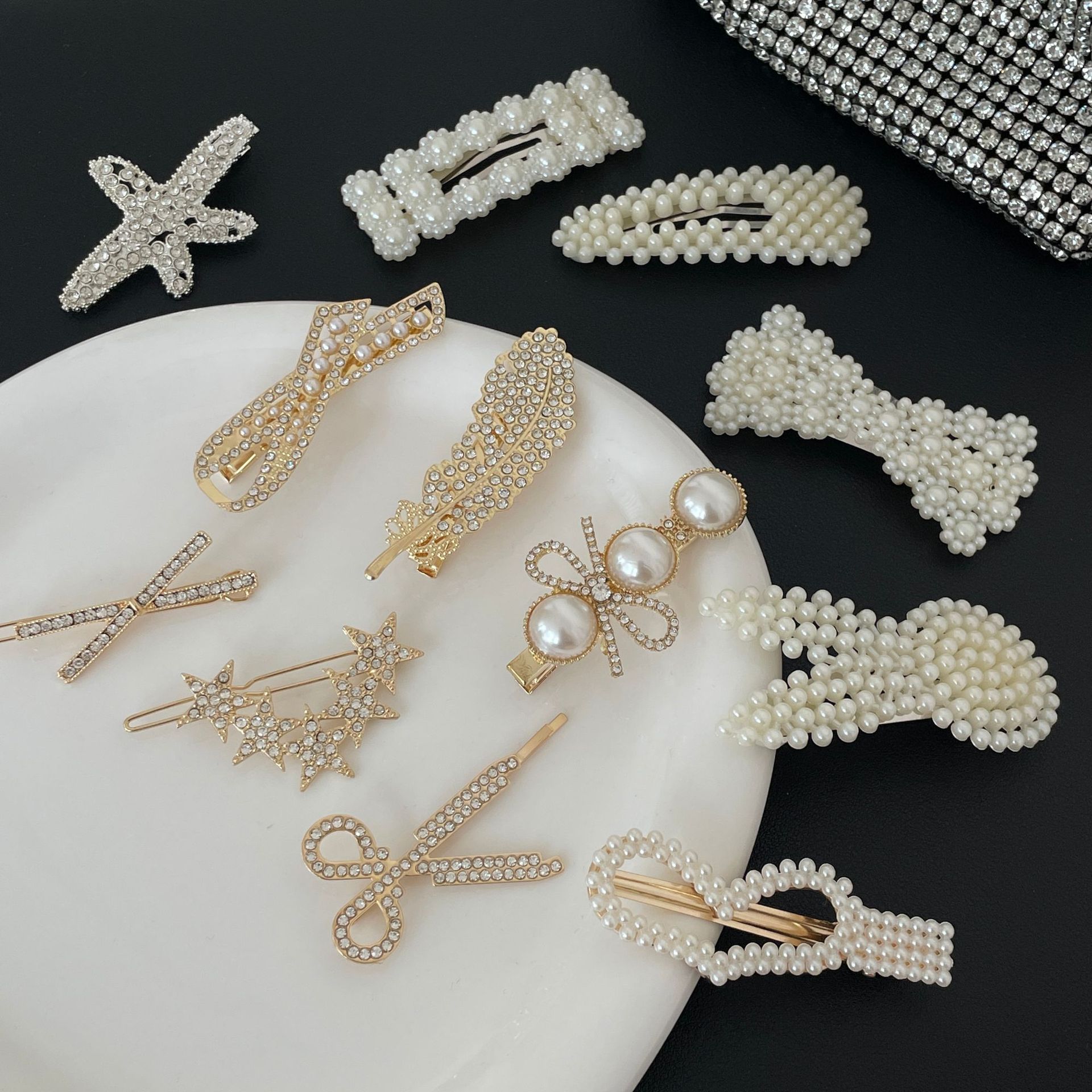 韩国网红珍珠发夹女碎发边夹一字发卡刘海bb夹子侧边气质头饰卡子