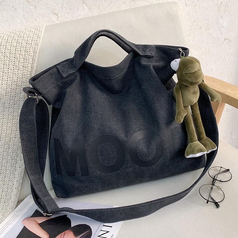 Solid Color Printing Canvas Bag Trendy Men Canvas Shoulder Messenger Bag Large Capacity Totes Casual Men's Large Size Handbag