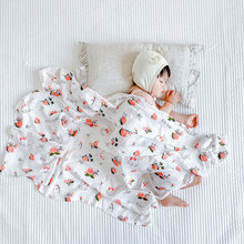 双层纱布竹纤维新生儿盖毯襁褓包巾宝宝盖毯夏季薄款被子出门防晒