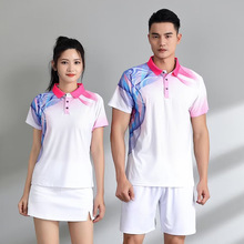 夏季新款速干短袖羽毛球服运动套装男女情侣网球衫比赛服训练队服