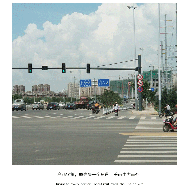 定制交通信号灯灯杆 十字路口红绿灯 一体化悬臂式led