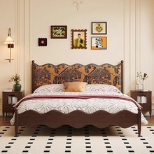 政彩家具批发中古风实木床1.5米法式复古单人床主卧室1.8米双人床