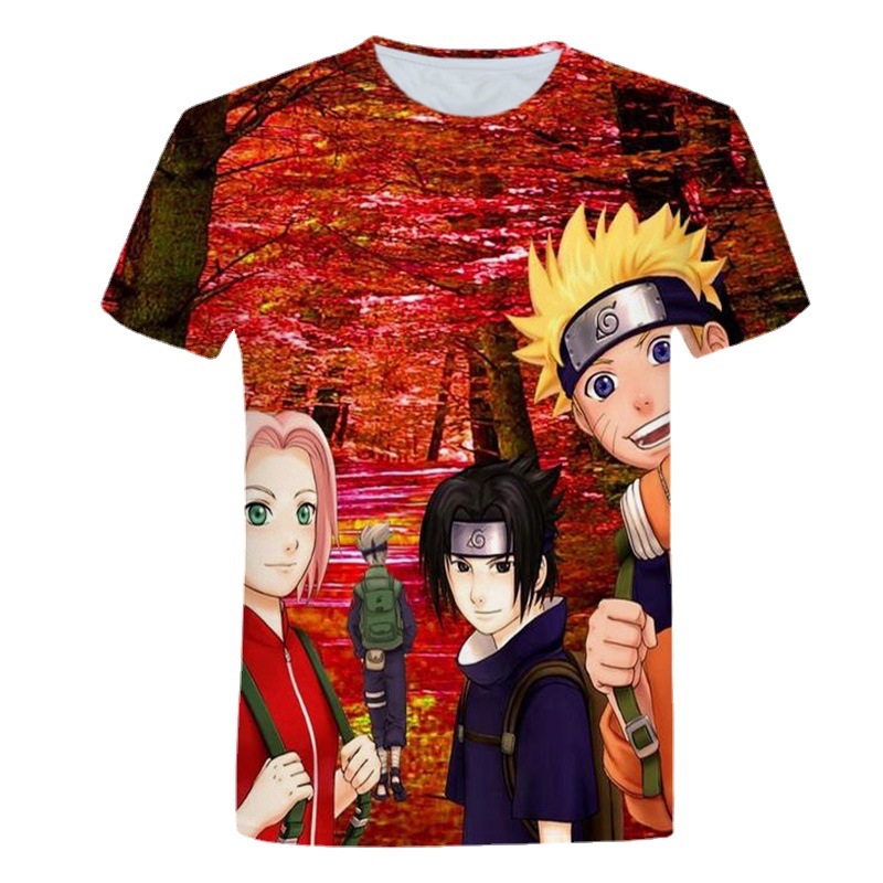 夏季动漫火影忍者服装t恤半袖3d印花休闲时尚上衣男士套头短袖款