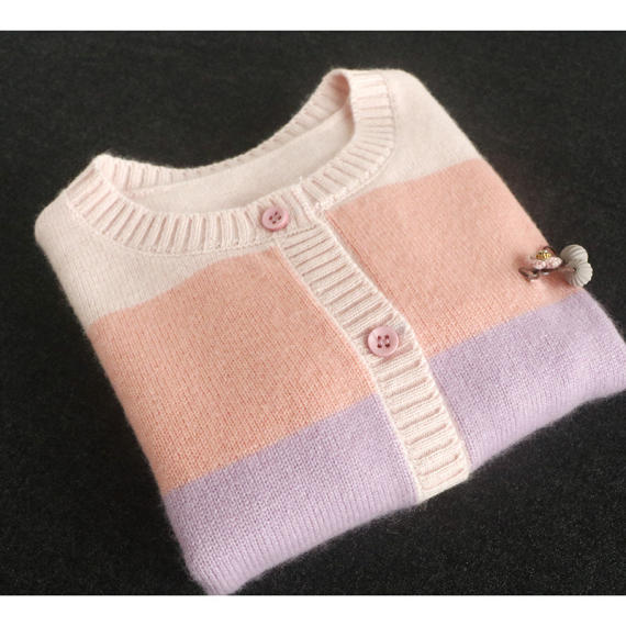 厂货批发 女童羊绒衫开衫彩虹色冬季厚款女宝宝针织外衫大中小童