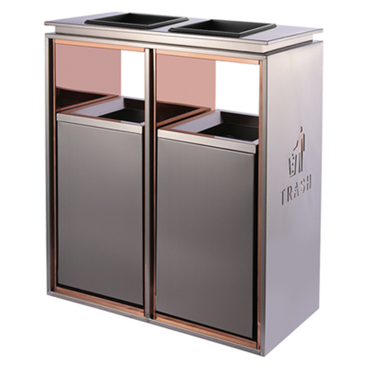 酒店大堂垃圾桶立式不锈钢商用电梯口方形售楼处高档果皮箱