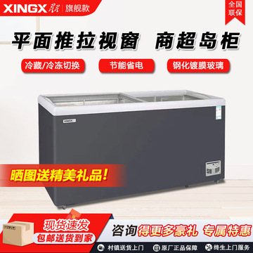 星星冰柜商用大容量卧式冷柜雪糕柜肉类便利店冷冻节能玻璃展示柜