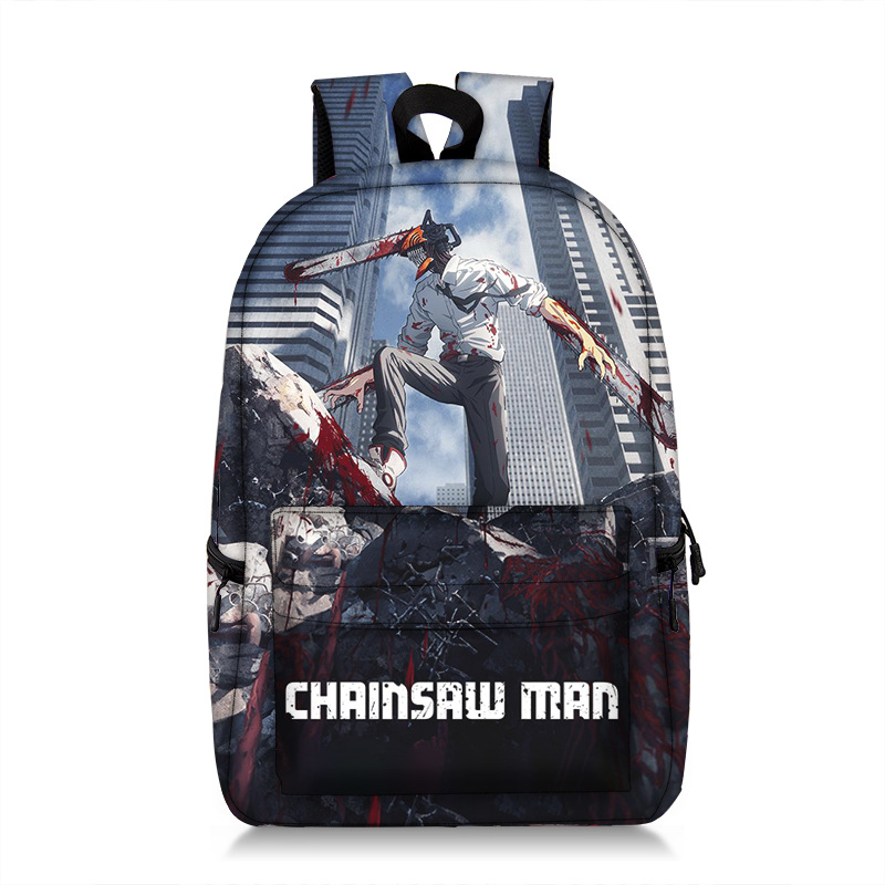 Cross-Border New Arrival Chainsaw Man Chainsaw Backpack Large Capacity Student Backpack Polyester Full Printed Schoolbag