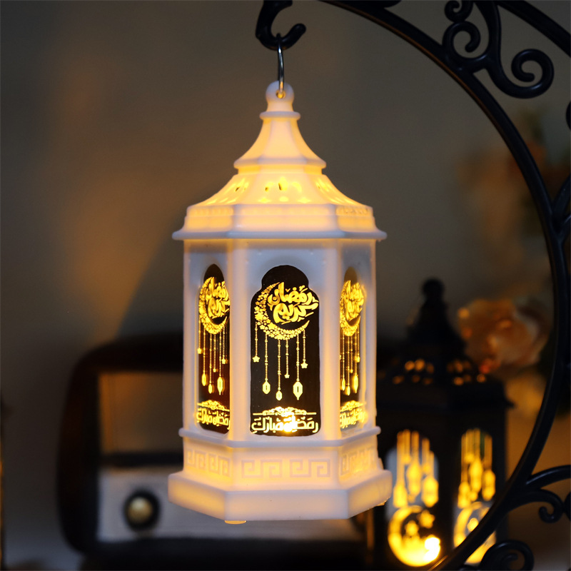 LED Electronic Candle Retro Small Night Lamp Morocco Storm Lantern Plastic Candlestick Decoration Creative Ambience Light