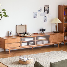北欧实木电视柜茶几组合简约现代樱桃木日式小户型客厅电视机柜