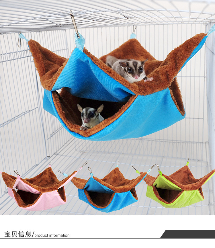 宠物吊床加厚毛绒松鼠蜜袋鼯睡袋窝挂式仓鼠吊床hamster hammock