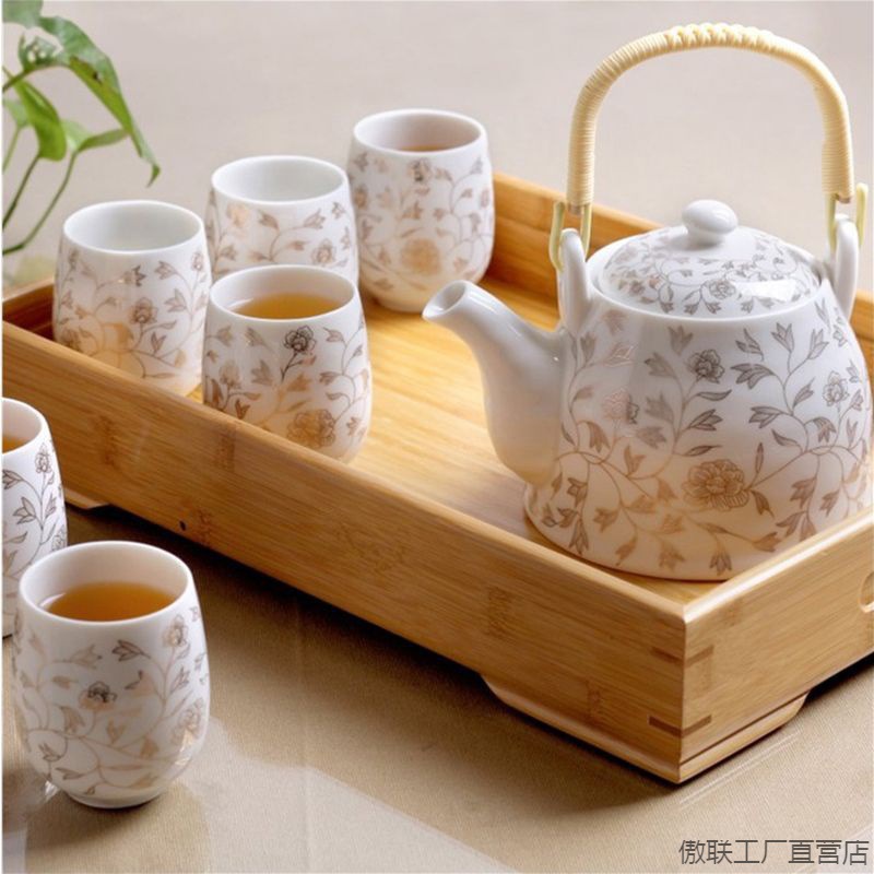 加强版景德镇陶瓷功夫茶具整套装特价提梁壶水壶家用茶壶茶杯托盘