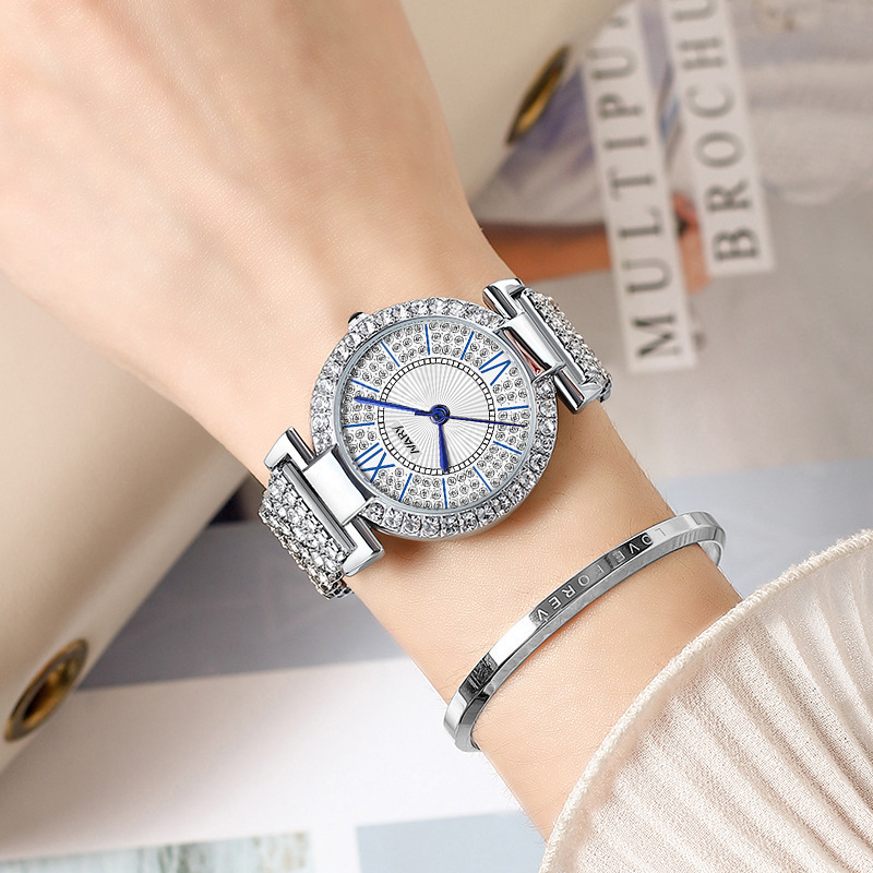 nary/耐瑞 淑女范全钻女士石英表防水百搭简约抖音新款-阿里巴巴