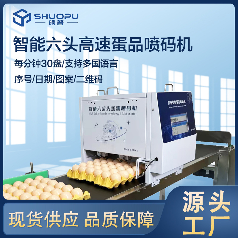 6头鸡蛋喷码机 全自动智能高速整盘喷印商标日期日期蛋品喷码机