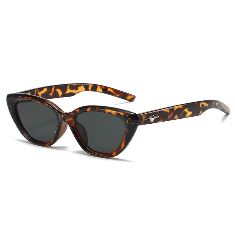2023 New Sunglasses Xiaohongshu Internet Celebrity Tiktok Same Style European and American Niche Cat Eye Five-Pointed Star Sunglasses Wholesale