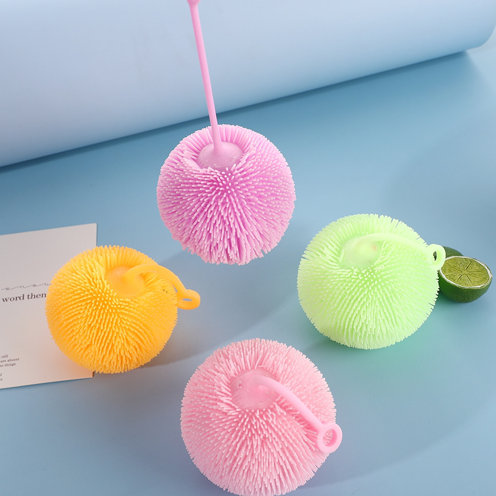 Light-Emitting Hairy Ball Small Honey Wool Elastic Vent Ball Children's Push Toy Small Gift Night Market Stall Supply Toy