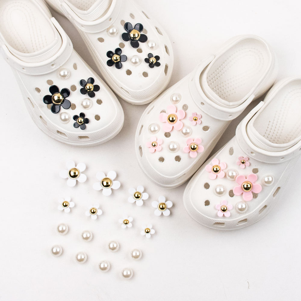 韩系ins风洞洞鞋diy配饰 仿真亚克力雏菊花五瓣花 可拆卸鞋扣鞋花