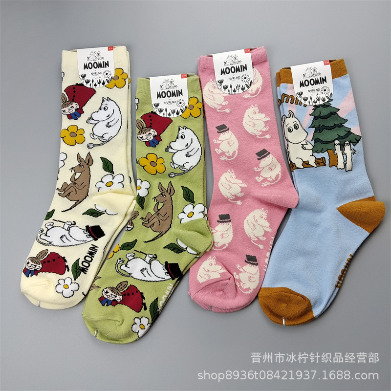 Rishan Mming Yamei Mori Style Women's Socks Ins Mid-Calf Socks Cartoon Cotton Socks Trendy Four Seasons Foreign Trade Socks Wholesale