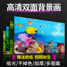 鱼缸背景纸画高清图3d立体鱼缸壁纸背景画双面水族箱装饰鱼缸贴纸