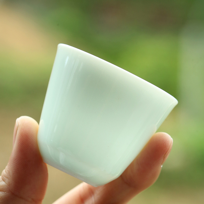 影青白瓷 创意陶瓷 品茗杯 主人杯功夫茶杯小茶杯茶道 陶瓷主人杯