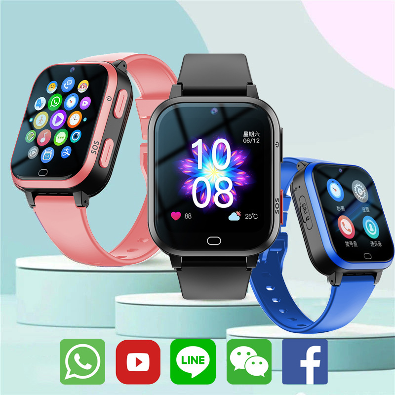 外贸跨境4g儿童小学生智能防水定位通话手表多功能line国际海外版