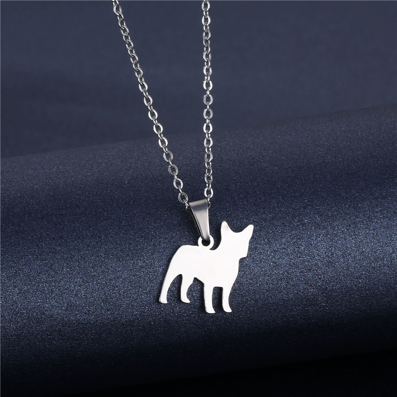 European and American Wish Animal Ornament Female Stainless Steel Dog Necklace Fashion Couple Pendant Hollow Clavicle Chain Wholesale