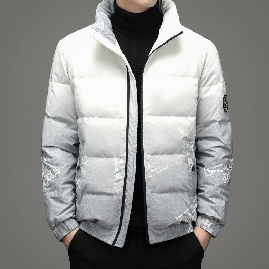 专柜正品花公子男士羽绒服短款秋冬中青年时尚渐变色时尚保暖外套