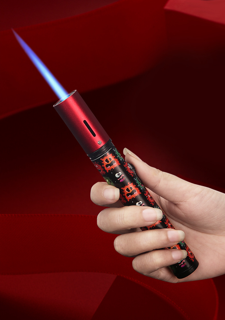 百诚新款防风直冲打火机艾灸雪茄佛香喷枪便携式户外大容量打火机