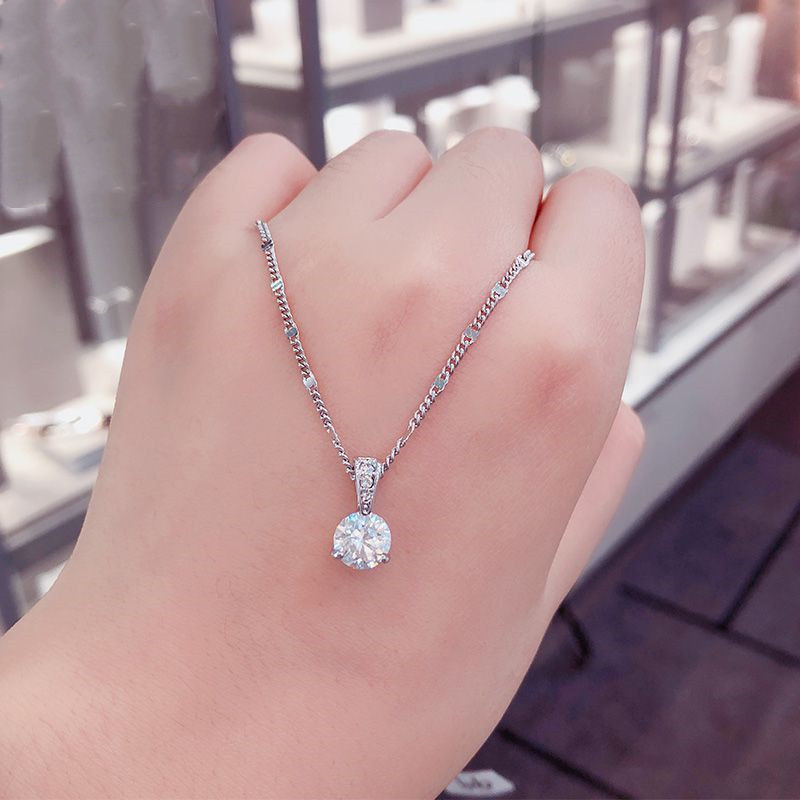 【新品】施家1:1 天使之吻圆形单钻吊坠项链 清新单钻水晶女项链