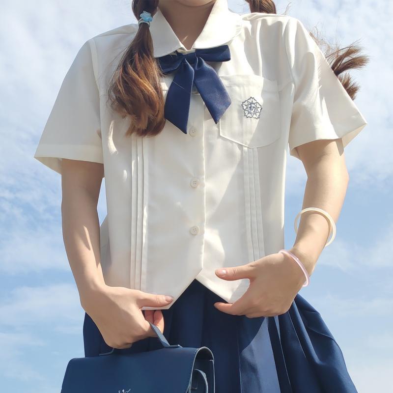 【现货】小时初小沢初丸襟夏季短款短袖jk制服衬衫女学生刺绣衬衣