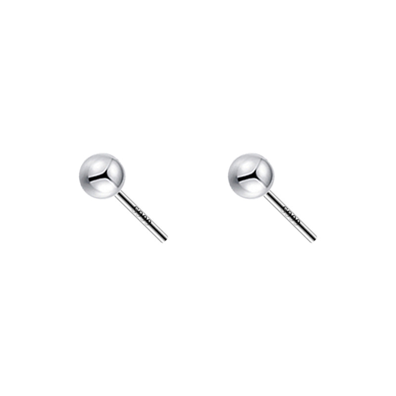 S925 Sterling Silver Stud Earrings for Women Ear-Caring Silver Pin Earrings Classic Small Balls Japanese and Korean Exquisite and Versatile Cold