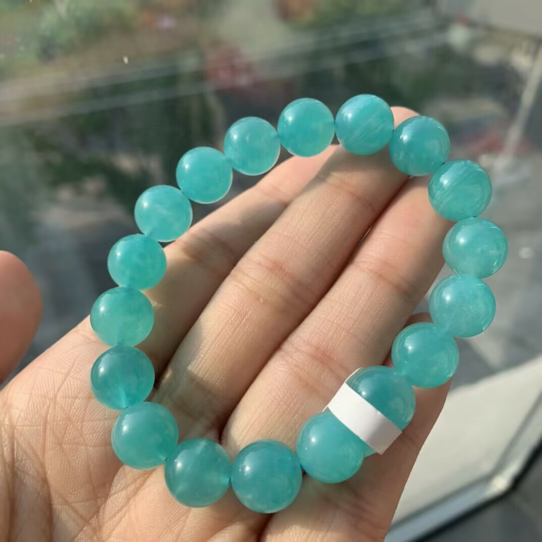 丹利水晶 天河石手链 天河石单圈圆珠手链