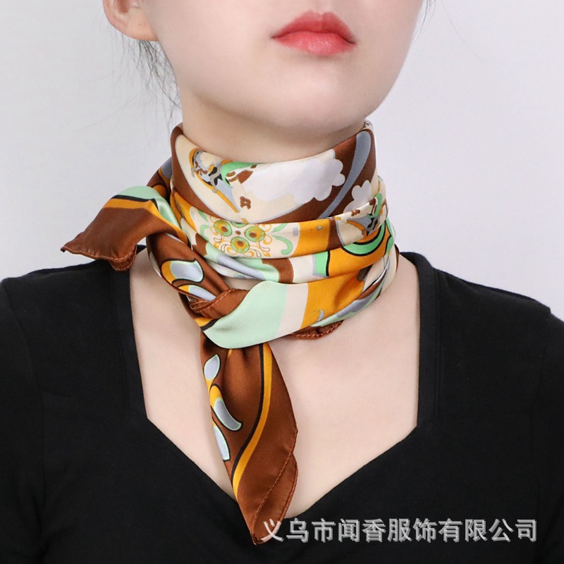 70 Square Scarf Mother's Autumn and Winter Four Seasons Decorative Scarf Dunhuang Kweichow Moutai Printed Scarf Art Retro Versatile Item