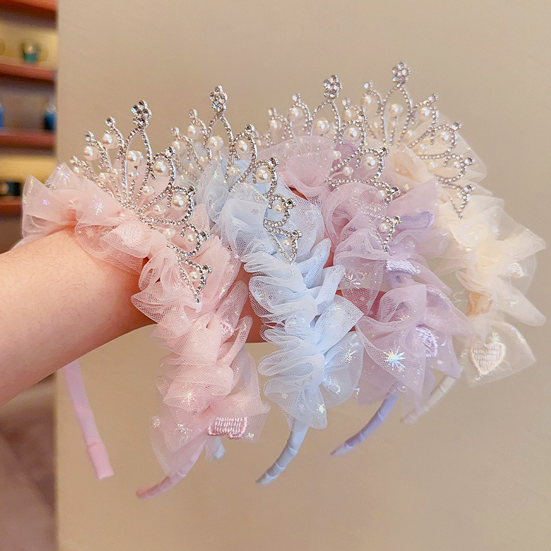 Children's Crown Super Fairy Headband Baby Birthday Veil Headband Female Sweet Cute Hairpin Hanfu Little Princess Headdress