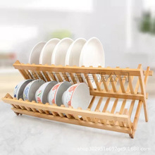 现代简约风格楠竹双层碗沥水架厨房收纳沥水置物架碗碟碗筷沥水架
