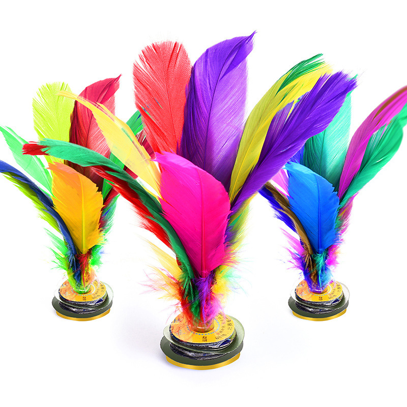 超动铁片荷花毽彩色鹅毛毽子成人儿童健身拼装鸡毛毽球小学生比赛