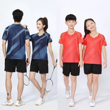 新款男女羽毛球服套装儿童短袖训练比赛运动上衣短裤个性印制