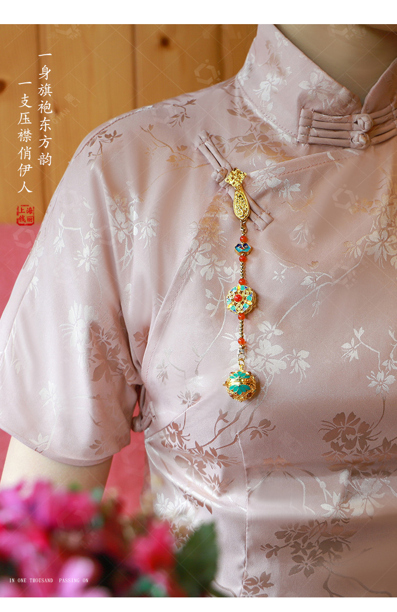 景泰蓝镂空香囊球桂花香丸随身旗袍压襟中式古典汉服如意锁领扣件-阿