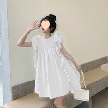 2024年夏季新款韩版设计感在逃公主飞飞袖娃娃衬衣连衣裙子女潮