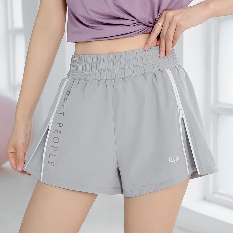 新款夏季瑜伽短裤女高腰防走光运动短裤时尚印花显瘦跑步健身短裤