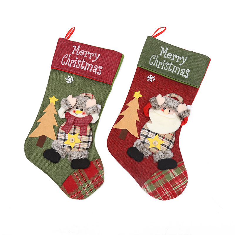 Christmas Decoration Gift Socks Kindergarten Children Gift Candy Bag Large Socks Tree Decoration Pendant