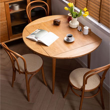 北美樱桃木原木折叠方圆两用餐桌桌橡木现代多功能小户型伸缩餐桌