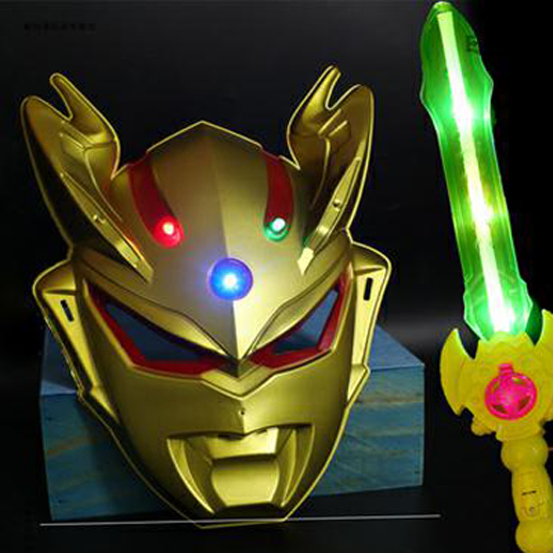 Celoot with Sword Children Luminous Mask Spider-Man with Light Light Sword Button Battery Sound Light Sword Boy Luminous