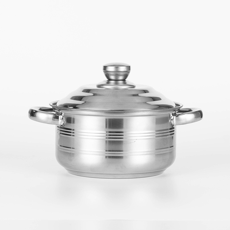 Foreign Trade Export Stainless Steel Hollow Ear Band Steel Cover Pot Set Multi-Purpose Stew Africa Pot Set Logo Can Be Added