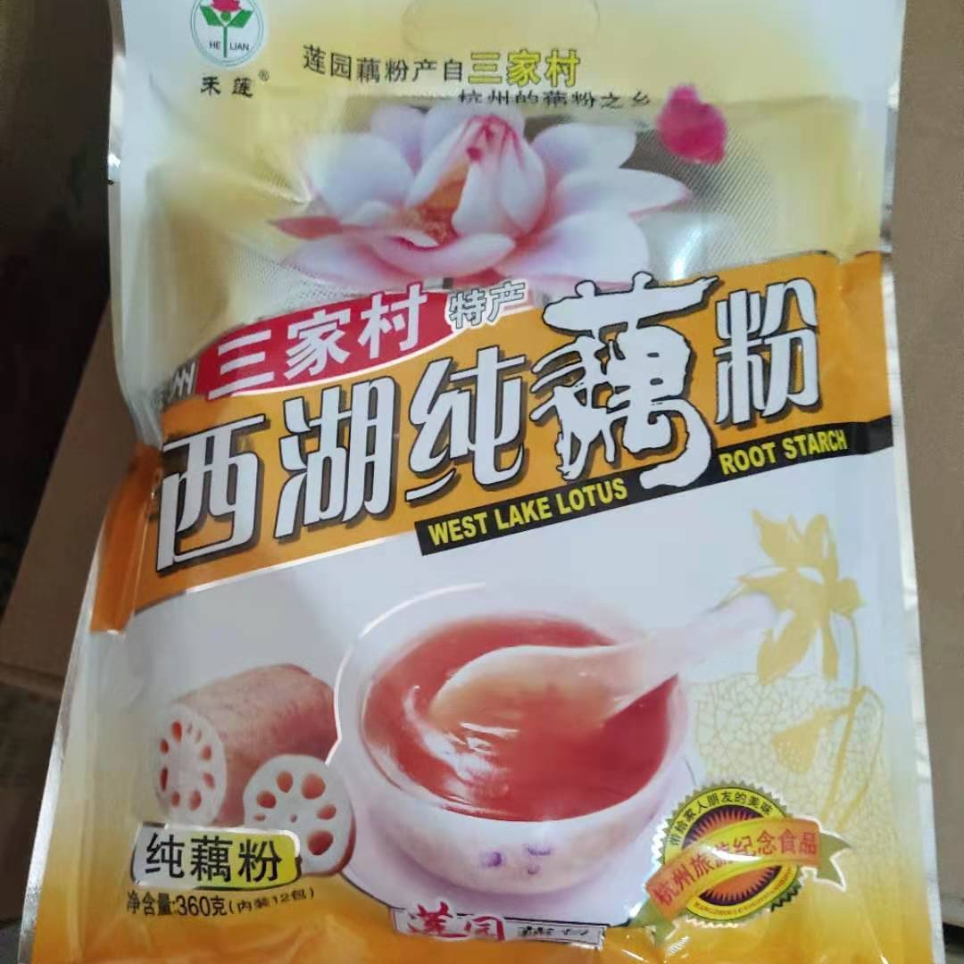 杭州特产禾莲三家村西湖藕粉速溶藕粉红枣桂花莲子味700g袋装礼盒