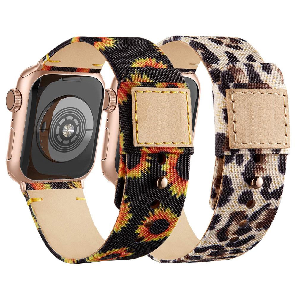 适用苹果手表表带 apple watch帆布编织尼龙真皮ultra表带