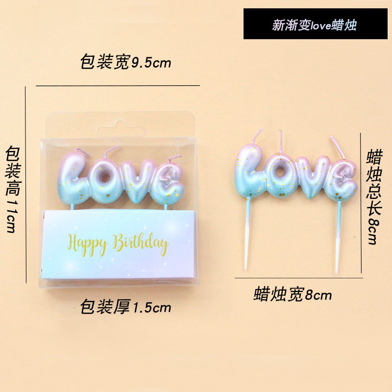 Wholesale New Galaxy Starry Sky Gradient Pink Blue Letter Personality Candle Valentine's Day Party Atmosphere Love Candle