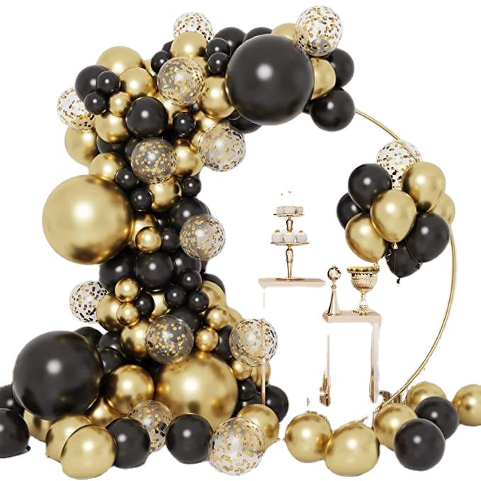 Amazon Hot Sale Black Gold Balloon Chain Set Birthday Wedding Graduation Anniversary Party Arch Decoration Supplies