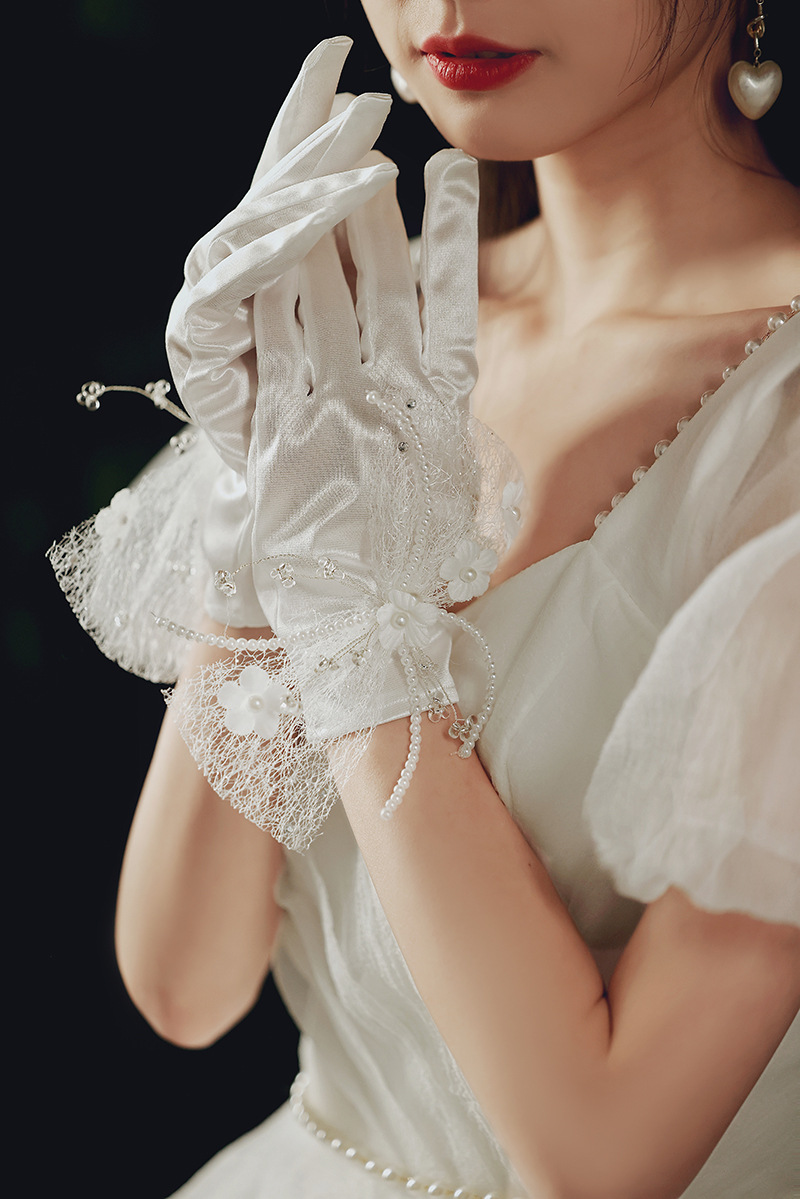 婚纱礼服手套短款图片
