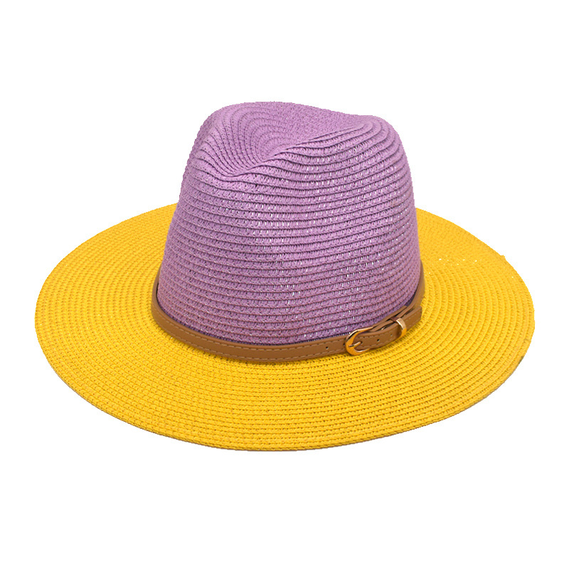 Baby Boy and Girl Summer New Dual-Color Patchwork Top Hat Straw Hat Amazon Outdoor Travel Sun Protection Sun Hat Female Hat